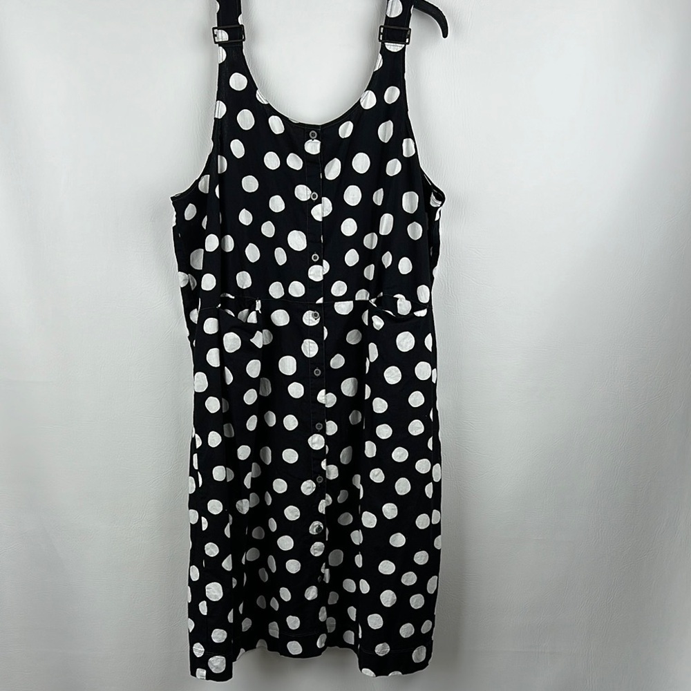 Gudrun Sjoden Adjustable Strap Button Down Polka Dot Dress